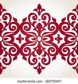 Vector seamless border in Victorian style. Ornate element for design. Ornamental pattern for wedding invitations, greeting cards, decoration for bags and clothes. Traditional decor.