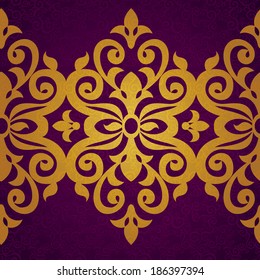 Vector seamless border in Victorian style. Ornate element for design. Place for text. Ornamental pattern for wedding invitations, greeting cards. Traditional decor.