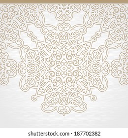 Vector seamless border in Victorian style. Ornate element for design. Place for text. Ornamental pattern for wedding invitations, greeting cards. Traditional decor.