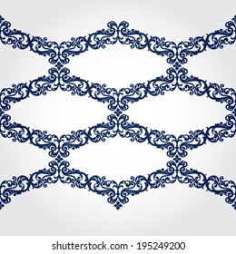 Vector seamless border in Victorian style. Ornate element for design and place for text. Ornamental contrast pattern for wedding invitations and greeting cards. Traditional monochrome decor.