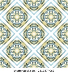 Vector seamless border in Victorian style. Victorian  tile background.  Arabic, Islam, Indian motif. vector Illustration