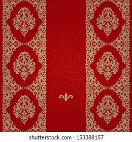 Vector seamless borders with swirls and floral motifs in retro style. Element for design. It can be used for decorating of invitations, greeting cards, decoration for bags.