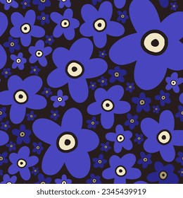 Vector seamless botancal pattern. Modern bold flowers endless background. Bright color floral wallpaper.