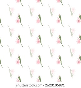 Vector Seamless Botanical Floral Pattern with Pastel Blooms