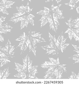 Vector seamless botanical pattern, imprinted maple leaves. Beautiful design for textile, wallpaper, wrapping paper.