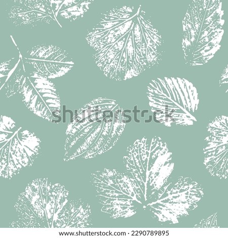 Vector seamless botanical pattern, imprinted leaves. Beautiful design for textile, wallpaper, wrapping paper.