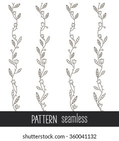 Vector seamless branch plant pattern, texture, wallpaper, background. Drawing Flowers. chain of flowers. Line.