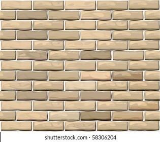 Vector seamless brick wall made of light bricks different colors.
