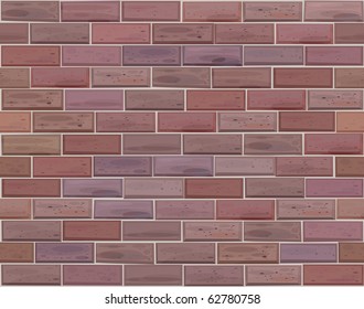 Vector seamless brick wall made of red bricks different colors.