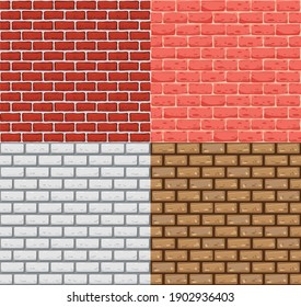 Muro de ladrillo sin fisuras vectorial. Textura de piedra de color realista. Decoración de estilo loft interior. Fondo de diseño de plantilla