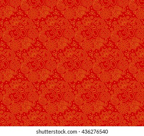 Vector seamless bright boho paisley OM texture for cards, fabric and design