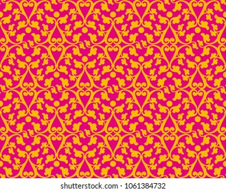 Vector seamless bright classic baroque pattern. 