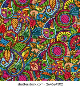 Vector seamless bright ethnic endless pattern, floral ethnical ornament, fashion pattern for fabric