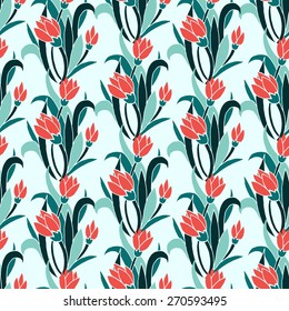 Vector seamless bright ethnic endless pattern, floral blue ornament, fashion pattern for fabric