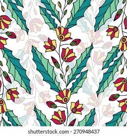 Vector seamless bright ethnic endless pattern, floral ethnical ornament, fashion fabric pattern