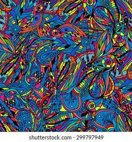 Vector seamless bright ethnic endless pattern, floral colored ornament, fashion fabric pattern
