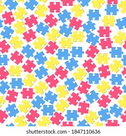 Vector seamless bright pattern with puzzles