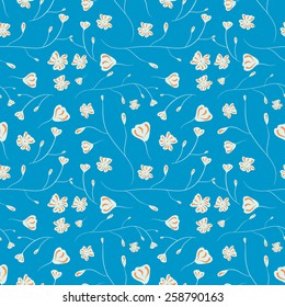 Vector seamless bright pattern or texture with floral elements. Endless background for textile, surface textures, wallpaper, web page, wrapping.