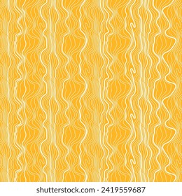 Vector seamless bright yellow irregular hand drawing lines vector seamless pattern background. Geometric striped ornament wood grain modern monochrome linear stylish texture.  