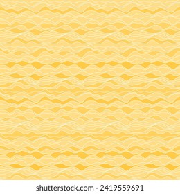 Vector seamless bright yellow irregular hand drawing lines vector seamless pattern background. Geometric striped ornament wood grain modern monochrome linear stylish texture.  