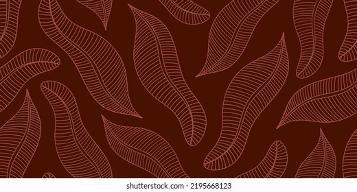 VECTOR SEAMLESS BROWN BANNER WITH PINK BANANA LEAVES