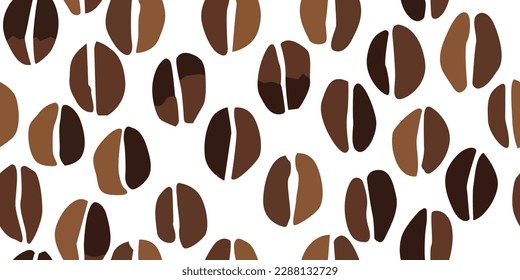 Vector seamless brown coffee beans. Simple vector pattern for coffee shops, for print and interior. Cafe pattern.
