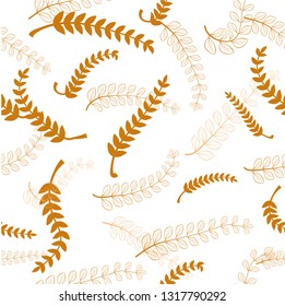 Vector Seamless brown laurel or leaf at branch for background, wrapping paper, wallpaper etc
