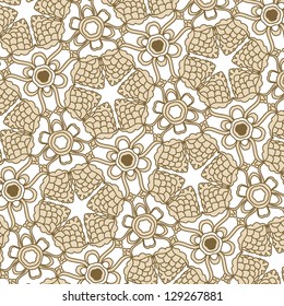 vector seamless brown traditional floral pattern background