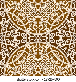 vector seamless brown traditional floral pattern background