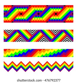 Vector seamless brushes in rainbow colors. Gay pride emblem