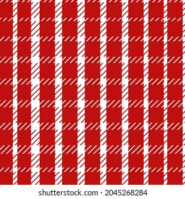 Vector seamless buffalo plaid pattern in red and white. Autumn, Christmas Tartan print background hand drawn. Designs for textiles, wrapping paper, fabric, packaging, social media, scrapbook paper.