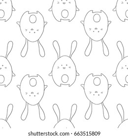 Vector seamless bunny pattern. Easter bunny concept. Endless hand-drawn texture. Rabbits for textile, print and paper design.