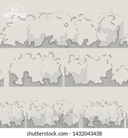 Vector seamless Bushes in contours and lines 