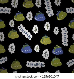 Vector. Seamless business pattern. Business pattern on black, white and yellow background.