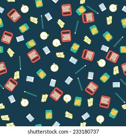 Vector seamless business process pattern on dark background EPS10