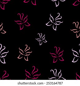 vector seamless butterflies on the black background