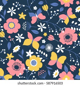 Vector seamless butterfly pattern