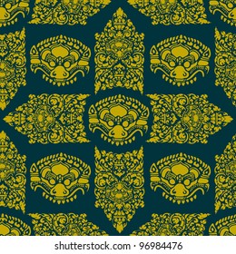 Vector seamless Cambodian floral pattern
