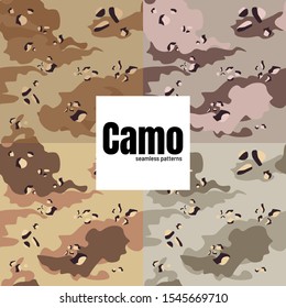 Vector Seamless Camo Desert Sand Military Army Fatigue Pattern Design