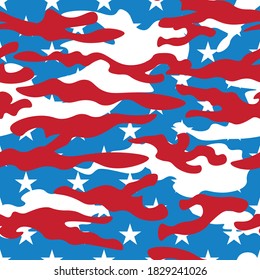 Vector Seamless Camo US Army Patriotic Stars And Stripes Fatigue Pattern Design
