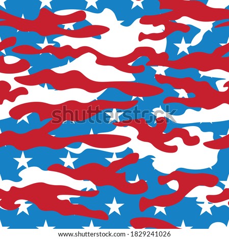 Vector seamless camo US army patriotic stars and stripes fatigue pattern design