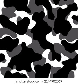 Vector seamless camouflage monochrome pattern