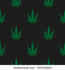 vectorial, impresión sin fisuras de cannabis en fondo negro, impresión para ropa o impresión