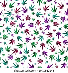 vector, seamless cannabis print on a white background, print for clothes or print