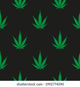 vectorial, impresión sin fisuras de cannabis en fondo negro, impresión para ropa o impresión