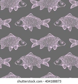 Vector seamless carp on a background
