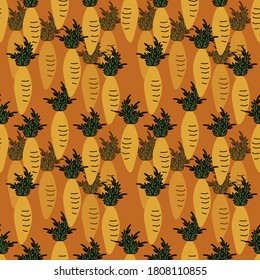 Vector seamless carrot pattern. Juicy bright ripe carrot ,farm products, vegan food, diet, diet products seamless pattern design for printing on textile, paper, packaging.
