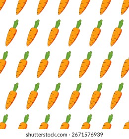 Vector seamless carrot pattern with transparent background. Perfect for textile, fabric prints, wrapping paper, digital wallpaper, vegan and vegetarian themes.
