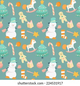 Vector seamless cartoon christmas pattern