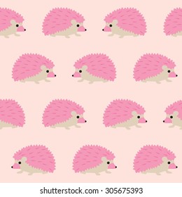 Vector Seamless Cartoon Hedgehog Background Pattern